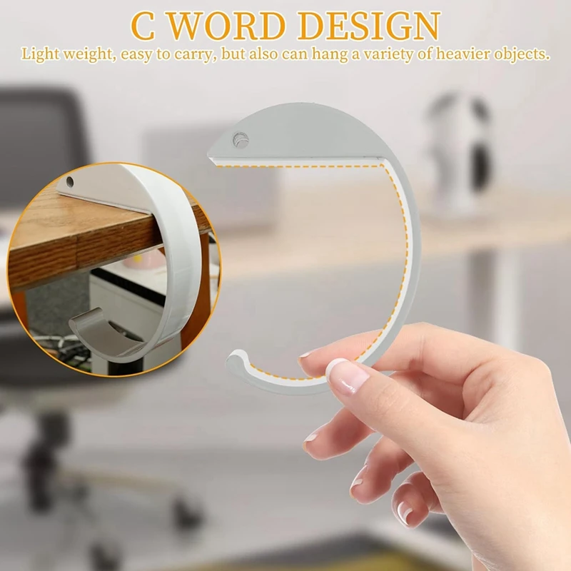 Abwr-dompet kait untuk meja, 4 buah gaya C tas paduan aluminium gantungan tas meja dompet meja Anti selip di bawah meja kait ransel