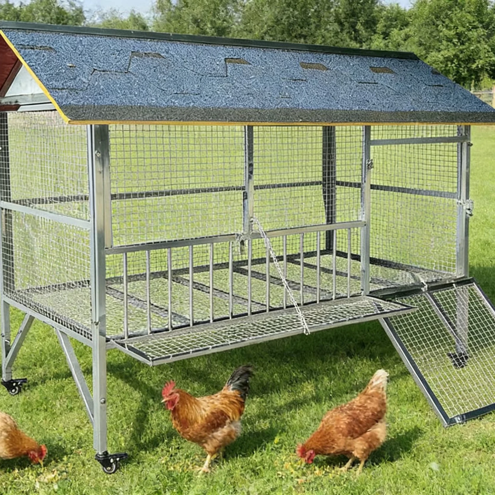 

Steel Chicken Coop Commercial Large Cage | Weasel-proof Waterproof Design