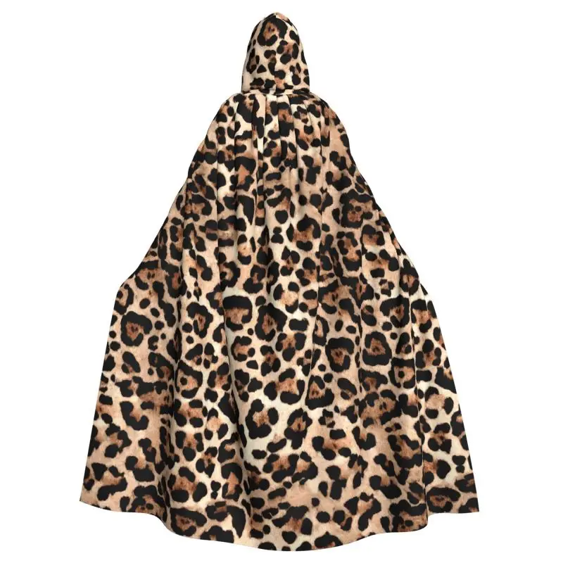 Leopard Print Hooded Cloak Unisex Polyester Hood Cloak Witch Cape Costume Accessory