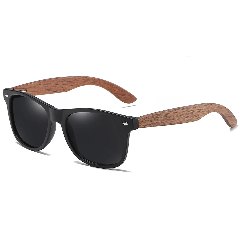 Square Walnut Wood Polarized Sunglasses , Mens Wooden UV400 Protection Sun Glasses S7061