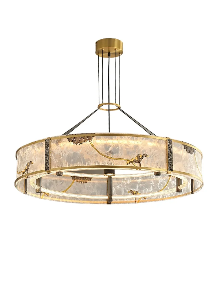 [Lianying] New Chinese Chandelier Living Room Light All-copper Enamel Color Bedroom Dining Room Light Song's Aesthetic Light