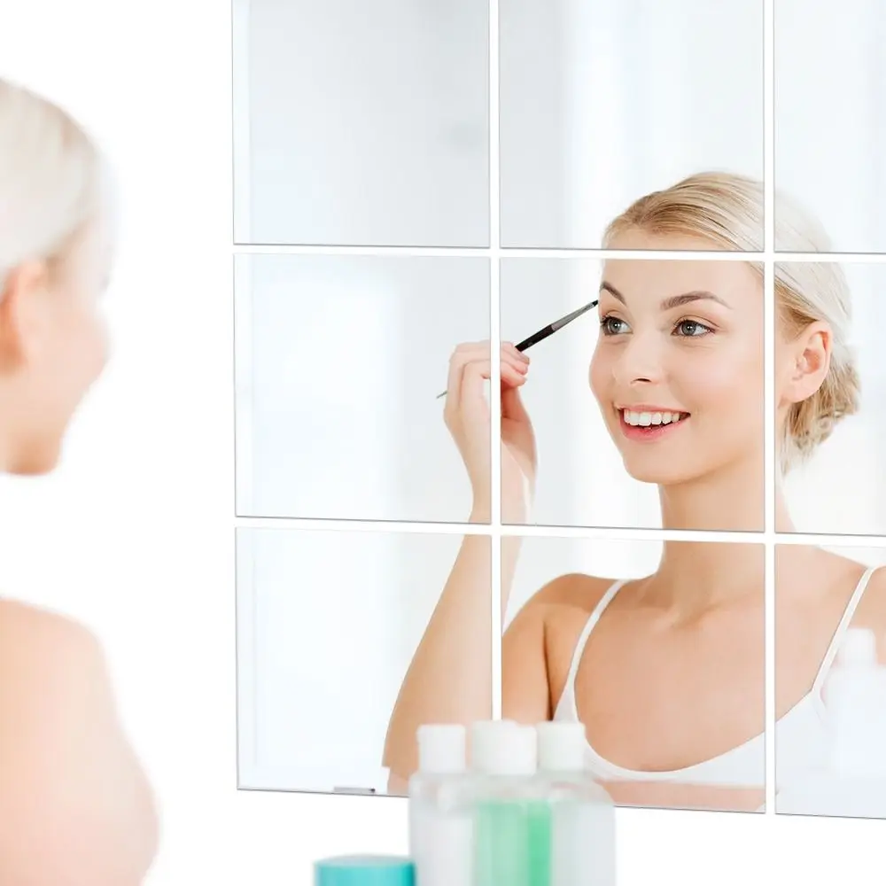 Unbreakable Flexible Mirror Sheets Large Size Non Glass Square Wall Mounted Mirror Frameless Cuttable Mirror Stickers DIY Craft