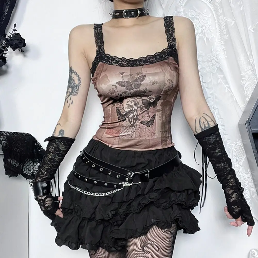 

Casual Crop Top Y2K Sexy Camisole Corset Slim Harajuku Tank Top Sleeveless Gothic Punk Short Suspender Vest Summer