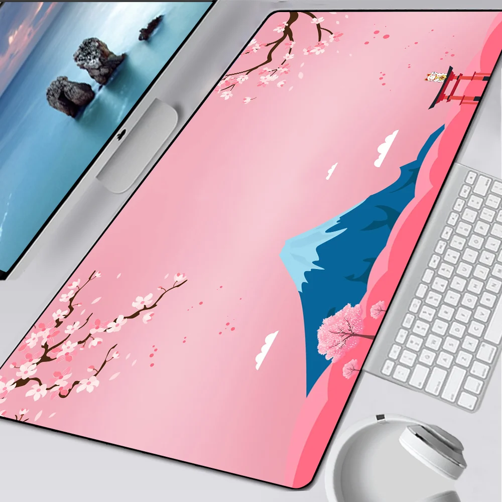 Japanese pink cherry blossom style Large Gaming Mouse Pad Computer Mousepad PC Gamer Mouse Mat XXL Laptop Keyboard Mat Desk Pad