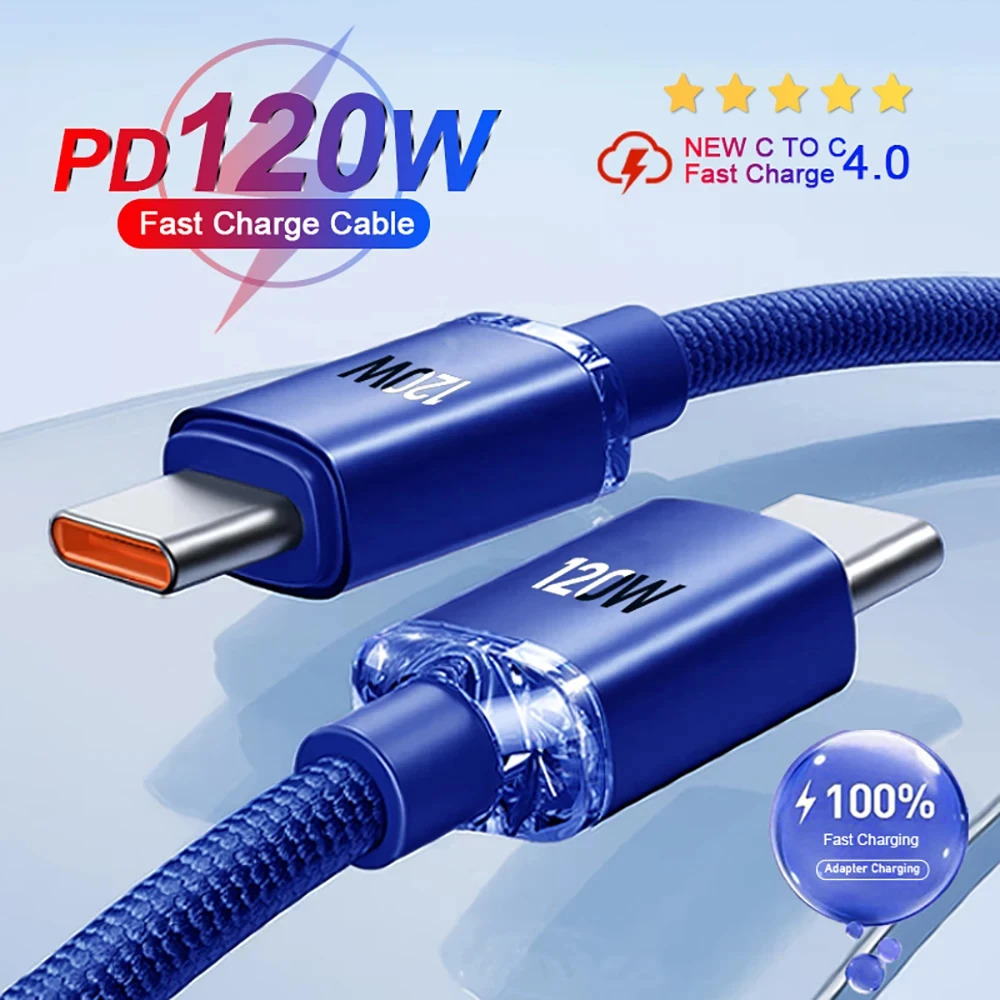 120W PD Usb C Type C Cable Fast Charging Cord USB C Phone Data Cable Fast Charging For iPhone 15 16 17 Xiaomi Samsung Huawei