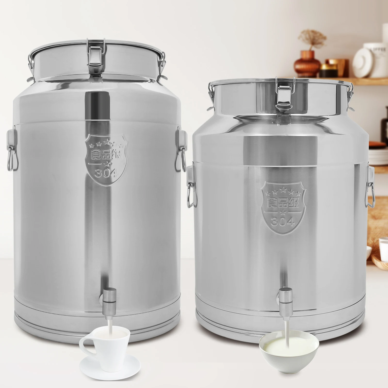 304 Stainless Steel Sealed Soup Barrel Household Tea Cans Transport Barrels Thickened Edible Oil Milk Barrels 76L/64L