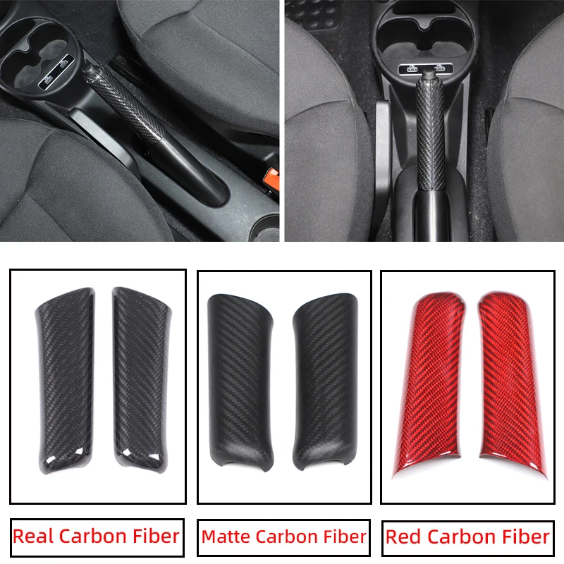 

For 2007-2024 Fiat 500 real carbon fiber car handbrake lever decorative cover interior patch car accessories 2pcs