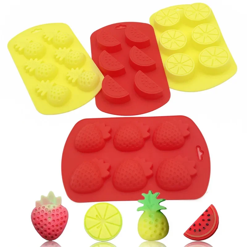 Moldes de Silicona 3D con Forma de Frutas: Piña, Naranja, Sandía, Fresa, para Dulces, Galletas, Azúcar, Pudín y Chocolate