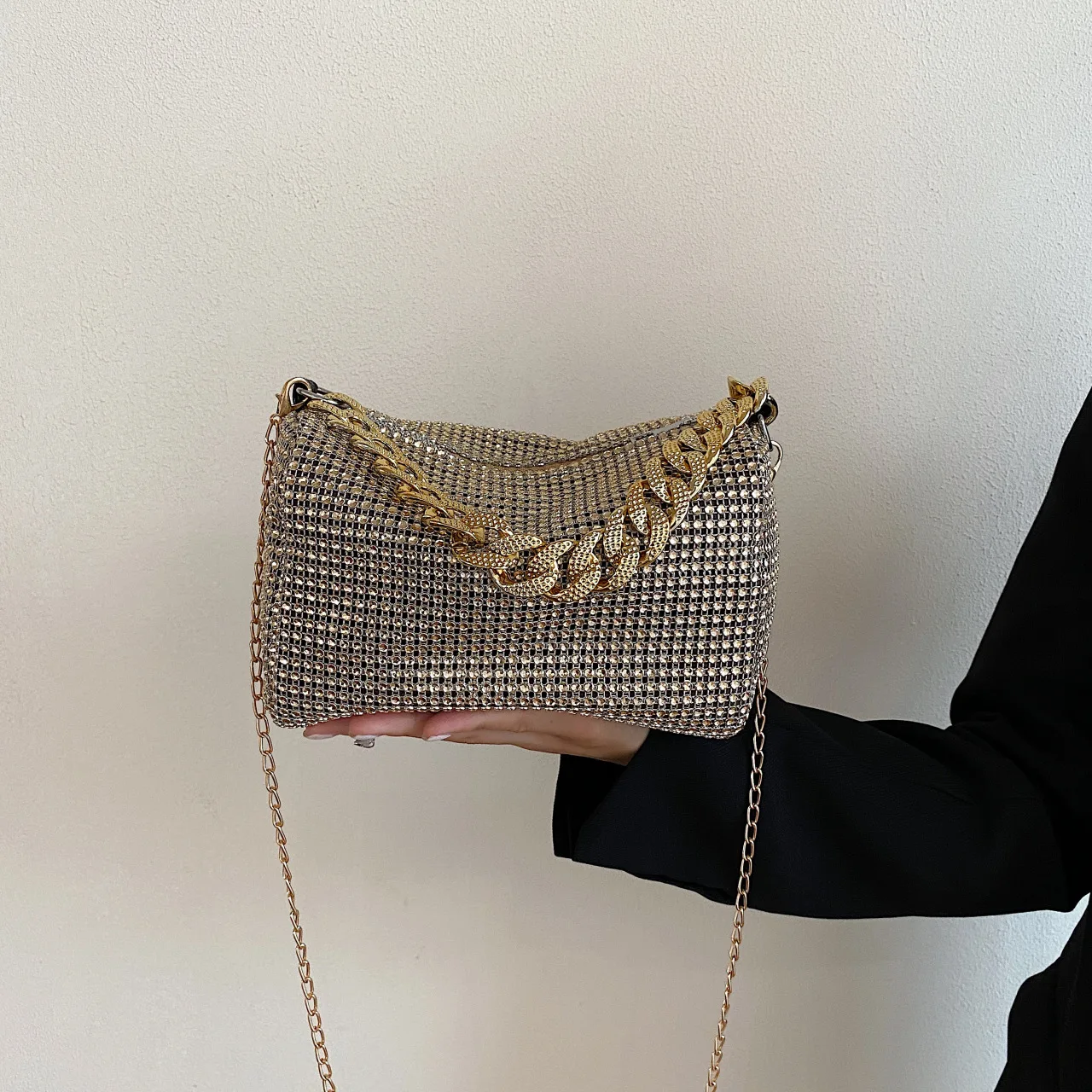 Nischen-Ketten-Abendtasche, Trendige Mode, Glänzende Diamanten, Nischen-Umhängetasche, Handtasche – Detail 3