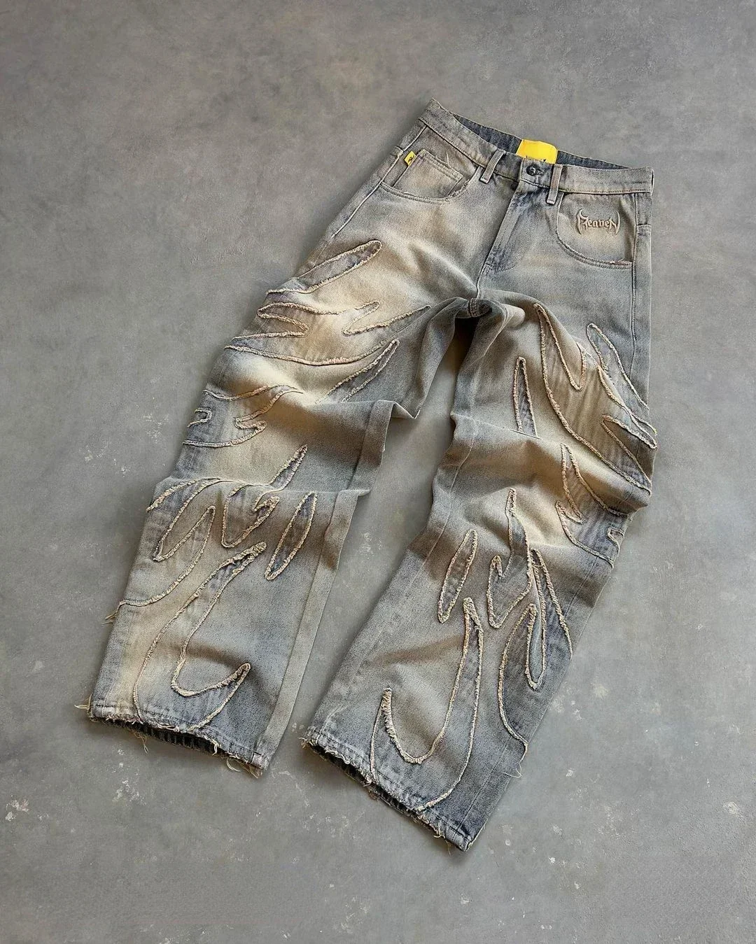 Neue Heiße Verkauf Y2k Hosen Retro Harajuku Männer Frauen Hip Hop Punk Casual Hosen Zerrissene Raw Rand Gestickte Denim Baggy Jeans