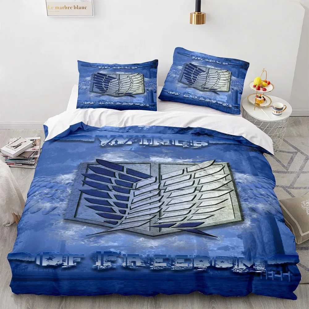 Anime Attack on Titan 3D Printed Bedding Set Duvet Cover Pillowcase Freedom Wings Bedclothes for Boys Kids Twin Single Full Size