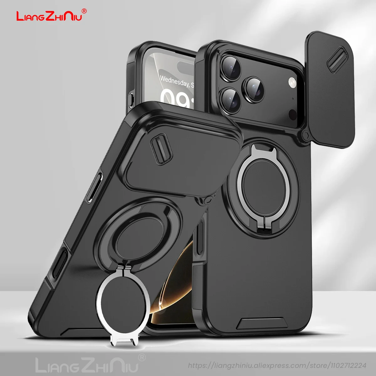 아이폰 17 프로 맥스 17 에어 17 프로 17 케이스 폴딩 스탠드 TPU+PC 슬라이드 카메라 커버 쿼드 에어백 충격 방지 하드 폰 커버