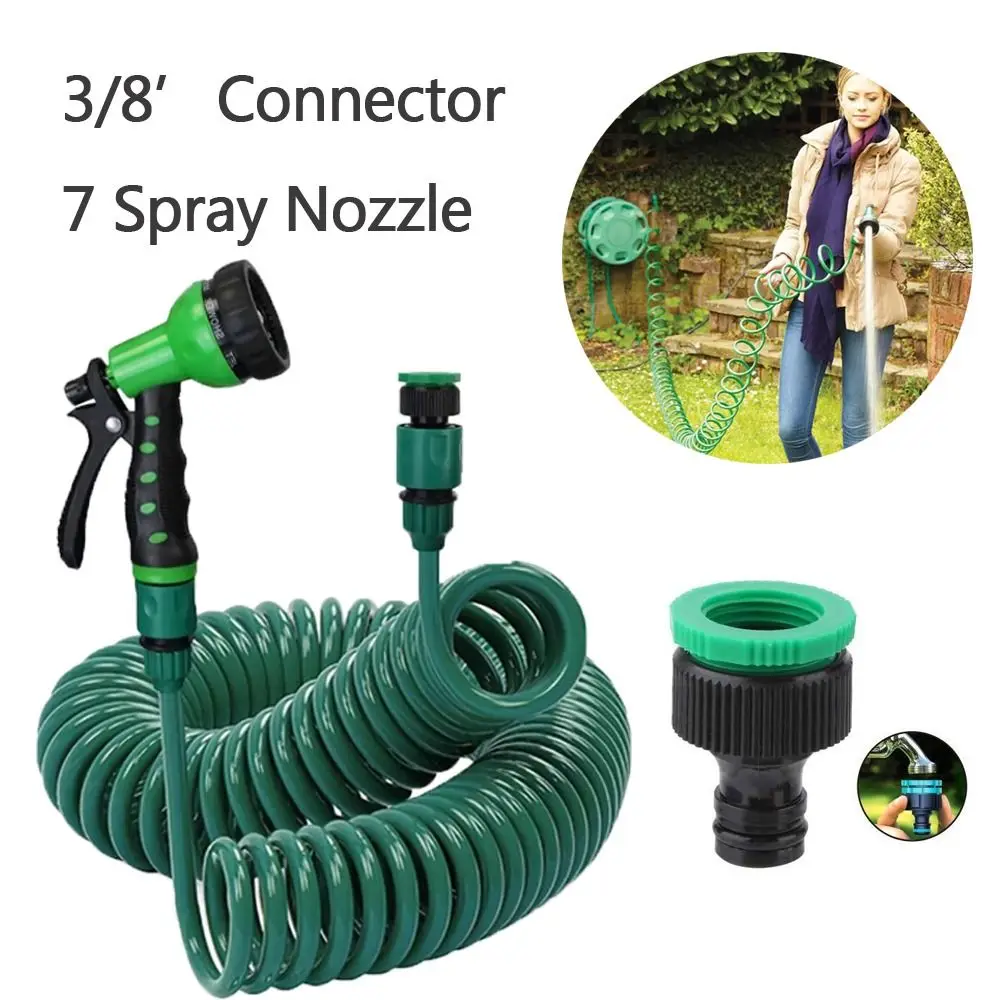 

7.5~30m Garden Coil Hose Explosion-Proof 3/8" Connector Garden Water Hose High Pressure Hose Car Washing Coil Hose Sprayer