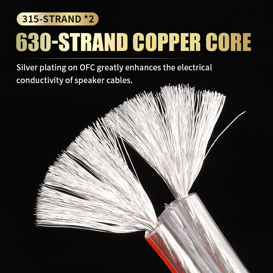 630 Core 6N OFC Silver Plated Bulk Speaker Wire Audiophile HiFi Audio Cable for Amplifier Loudspeaker Home Theater System