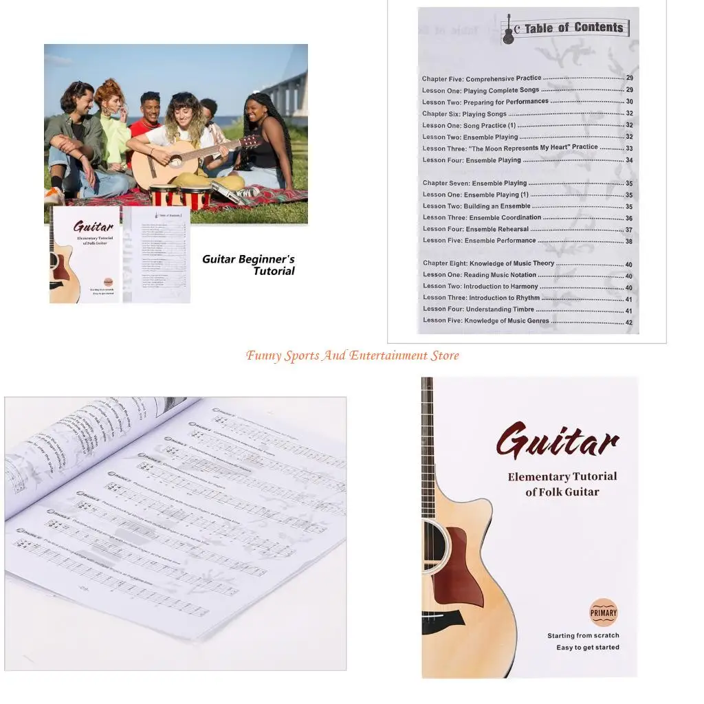 C4DE Complete Guitar Education Workbook Guitar Exercise for Beginners Song Music Notation & Video Support