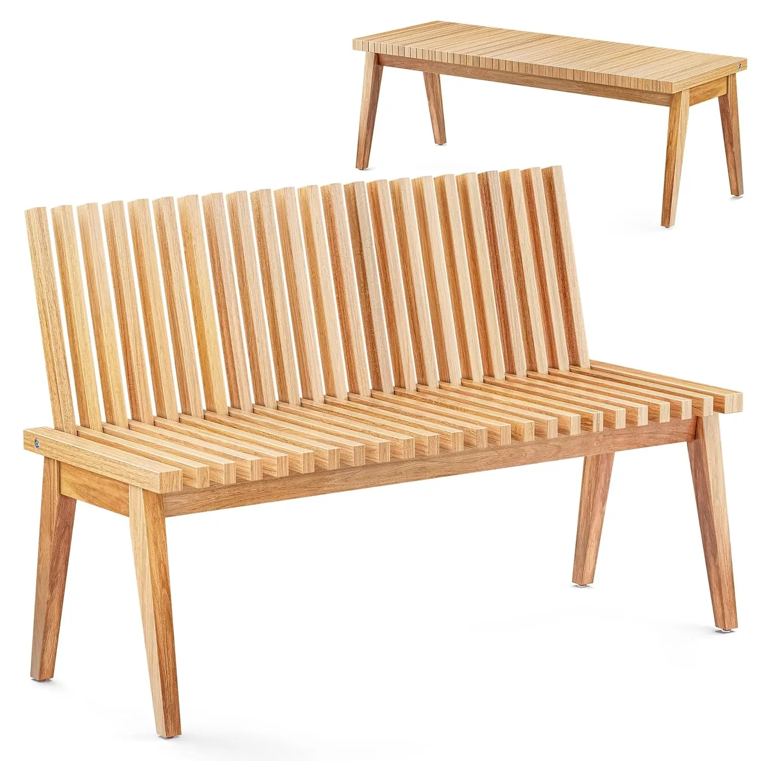

Wooden Bench Outdoor 47" Convertible Acacia Wood Bench, Solid Wood Indoor Patio Benches for Outdoors, 3 in 1 Garden, Customized