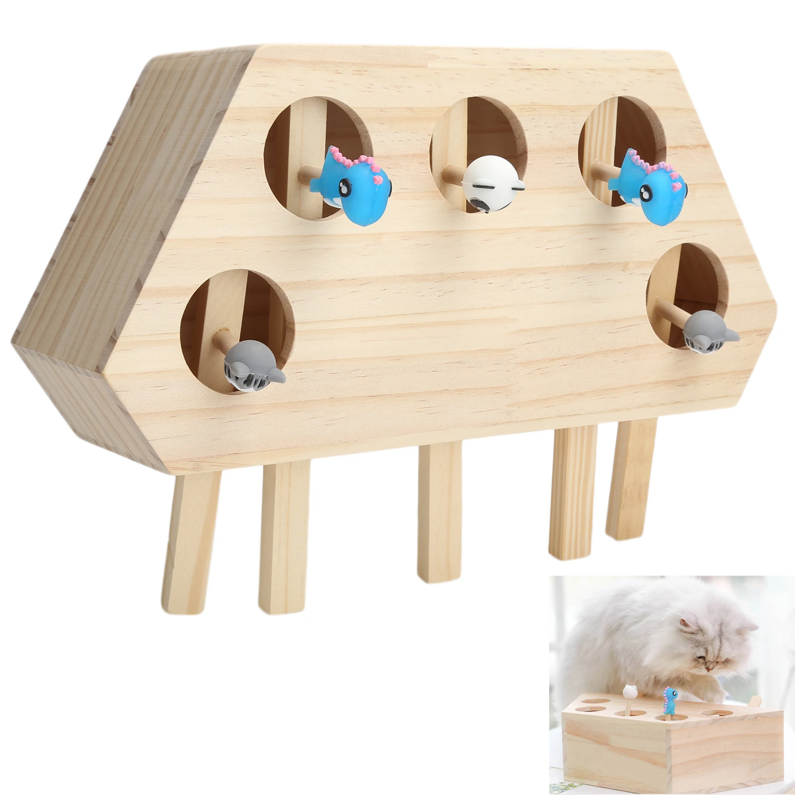 Cat Fatigue Puzzle Toys Wooden And Silicone Interactive Cat Hunt Mouse Toys Kitten Puzzle Toy Pet Toy Supply