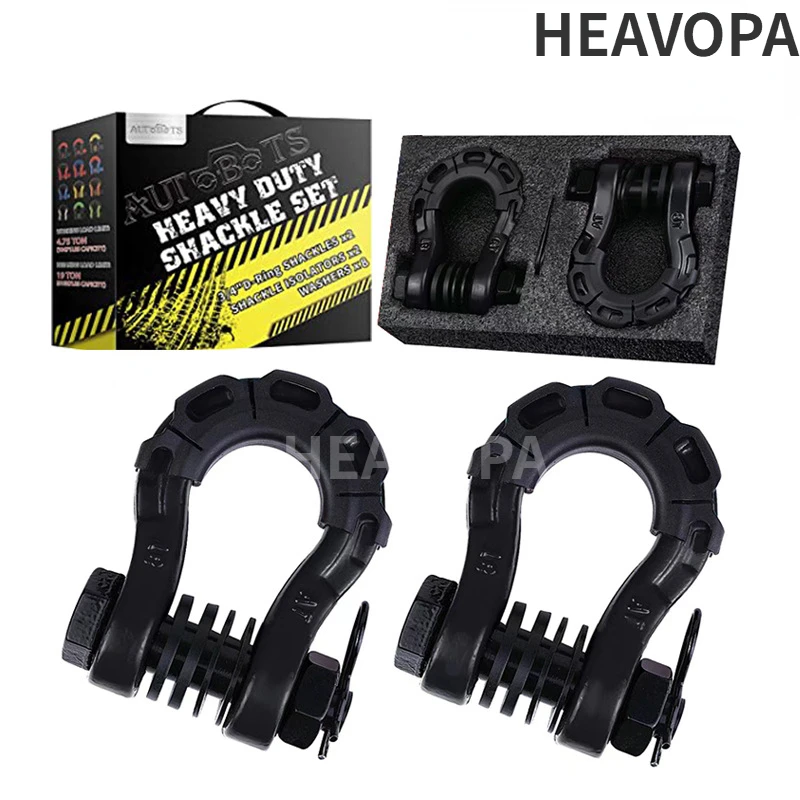 2Pcs 3/4 High strength heavy duty forged shaped off-road vehicle trailer rescue trailer hook 8T shackle spray plastic U-hook