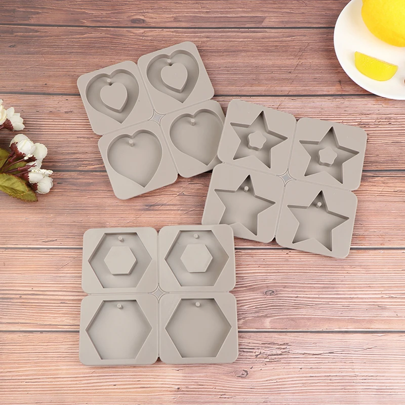 DIY Silicone Molds Candles Aroma Wax Tablets Mould Car Pendant Decoration Single Hole Pentagram Hexagon Heart Star Silicone Mold
