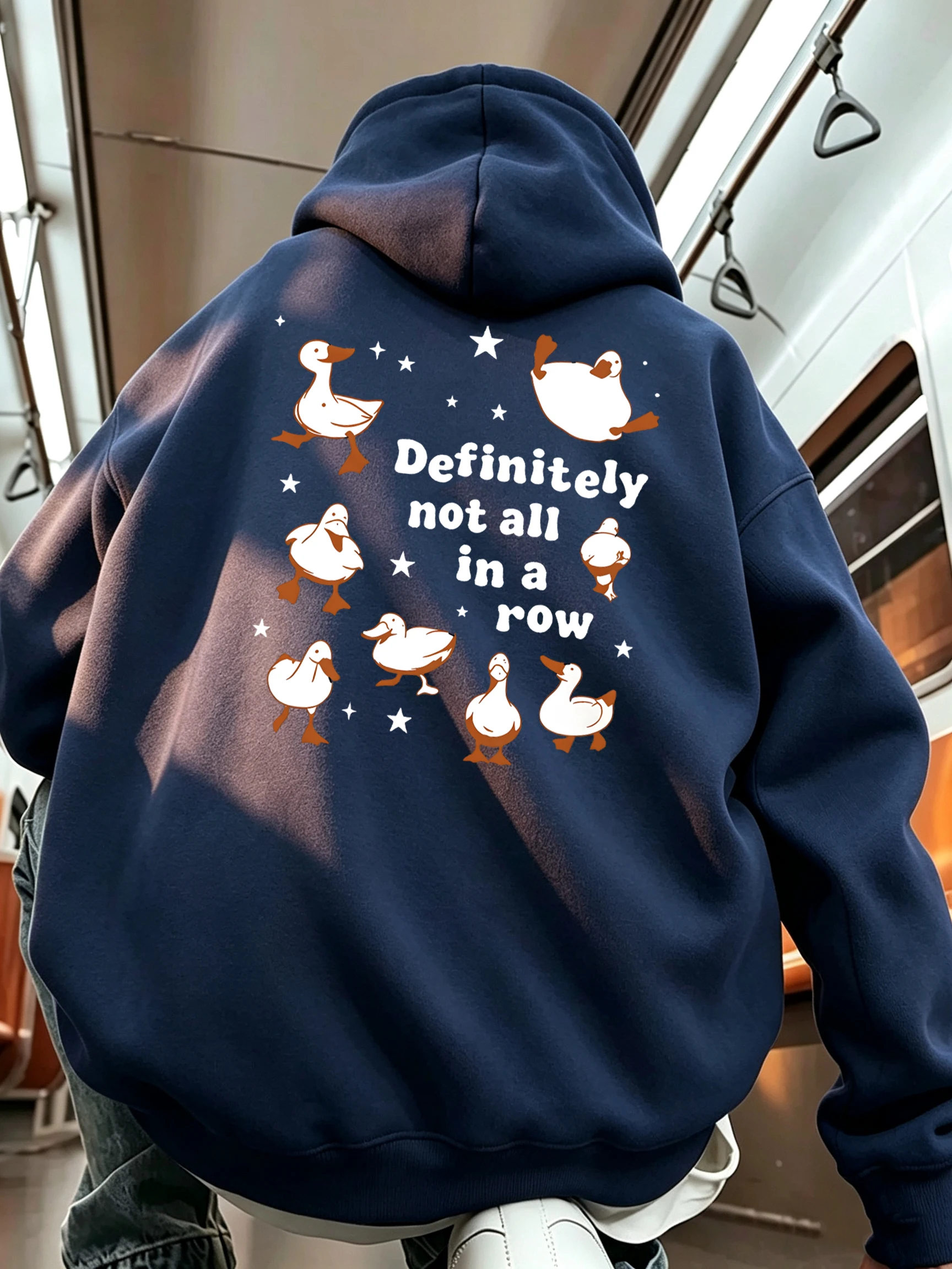 Definitely Not All In A Row Print Men Street Jogging Hoody Pocket Classic Sweatshirts Hip Hop Loose Pullover Casual Fleece Tops
