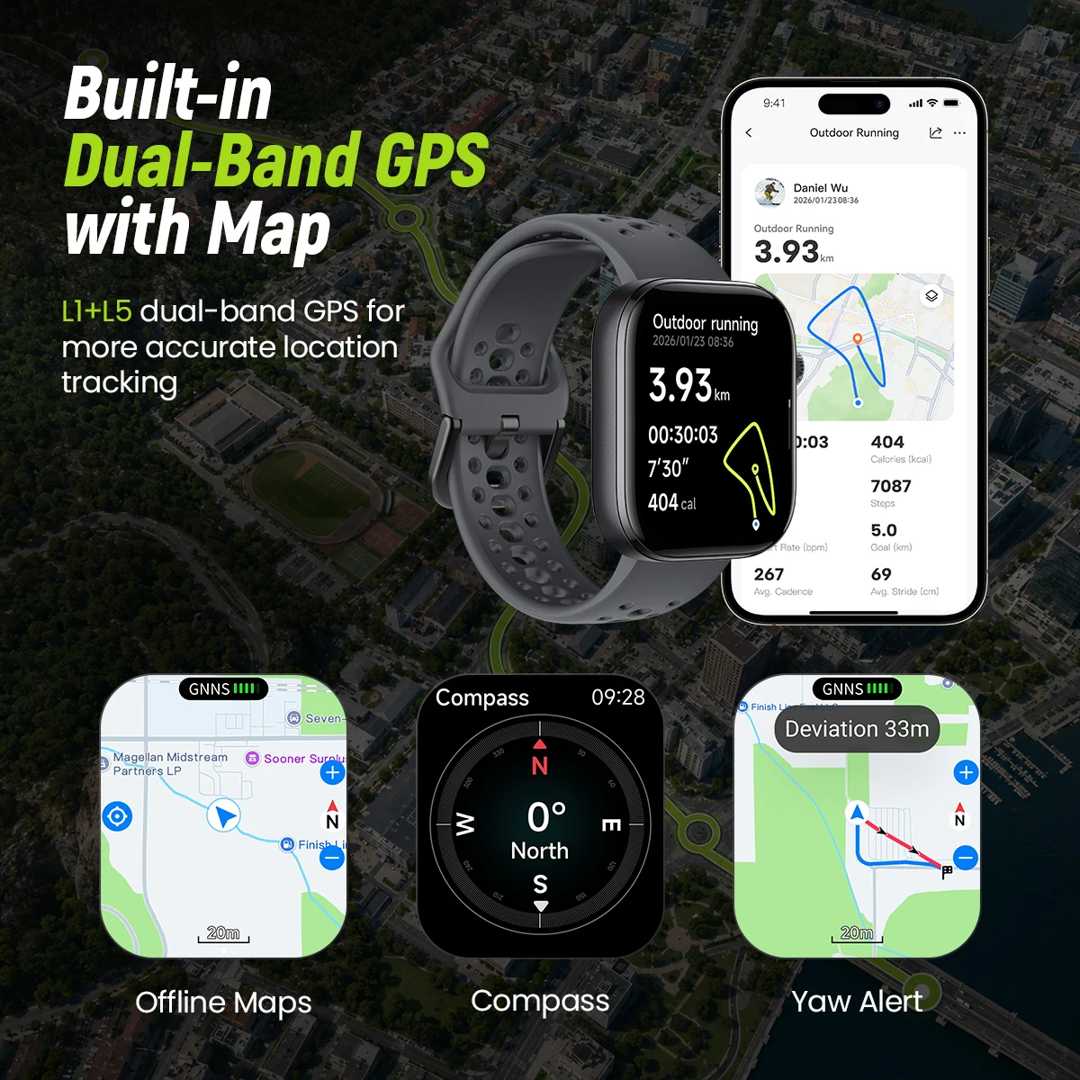 HAYLOU Watch Hyper Smartwatch 1.97" AMOLED Display Supports Dual-Band GPS Compass Offline Maps Message Reply Smart Watch 5ATM - Image 2