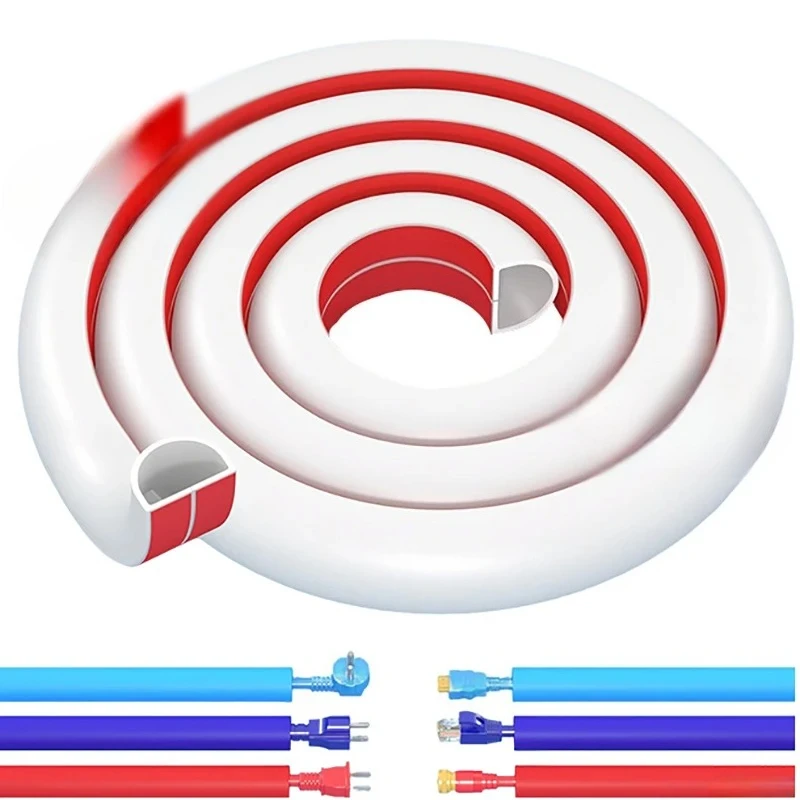 1M Ground Wire Slot Exposed Installation Cable Protector Self-Adhesive PVC Wire Protection Strip Insulation Cord Protection Cove