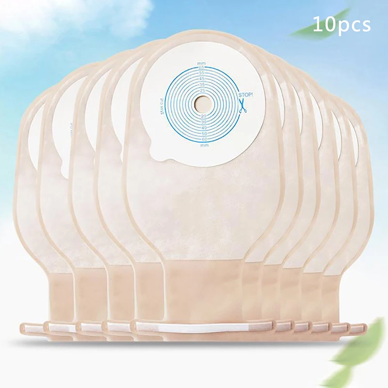 10 PCS Colostomy Bags Stoma Pouch Bags One-piece Open Ostomy Bags With Clips Translucent Colostomy Bag Stoma Care