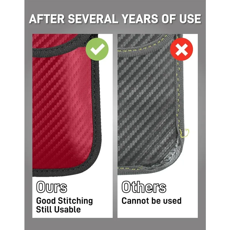 2PCS Car Key Signal Blocker Case Faraday Cage Fob Pouch Keyless RFID Blocking Bag Car Accessories(Red) view 5