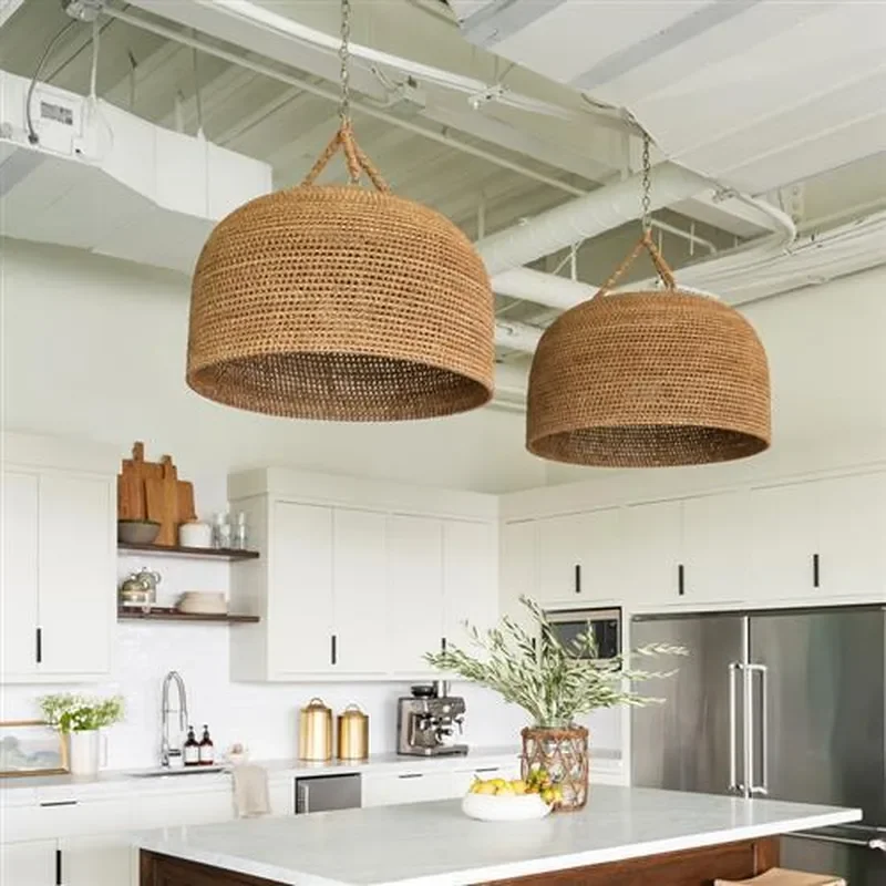 Rattan Chandelier Japanese Wabi Sabi Style Hemp Rope Pendant Light Retro Zen Tea Room Decor Hotel Homestay Bedroom Ceiling