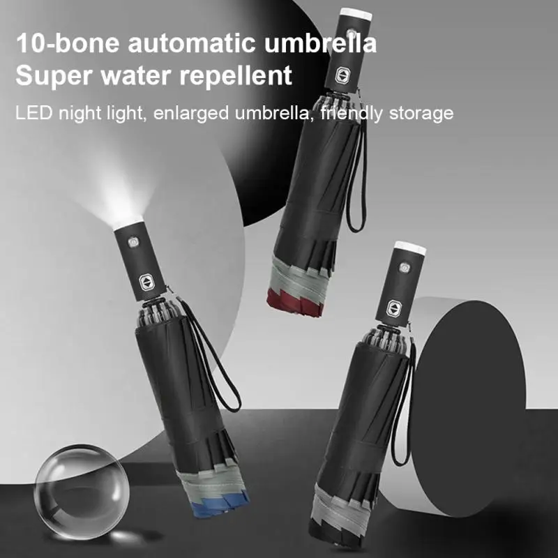 Waterproof And Windproof Parasol High Tech Coating Light Umbrella Creative Uv Blocking Reflective Strip Car Umbrella Rain Gear