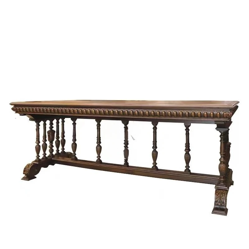 

Retro dining table combination furniture carved dining room long made old solid wood banquet dining table and chairs
