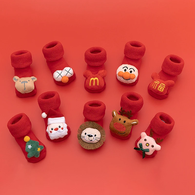 Kids Christmas Socks Children's Socks Girls Boys Non-slip Print Cotton Toddler Baby Socks Newborns Infant Short Socks Clothing