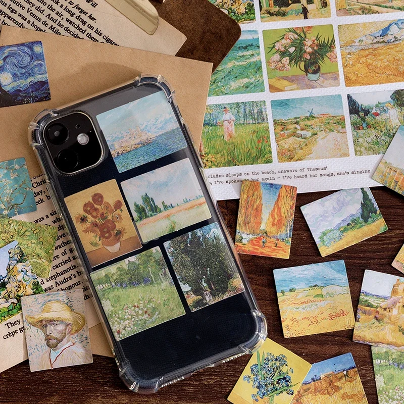 

45 PCS Vintage Van Gogh Monet World Famous Painting Collection Decorative Stickers for Scrapbooking DIY Sealing Crafts