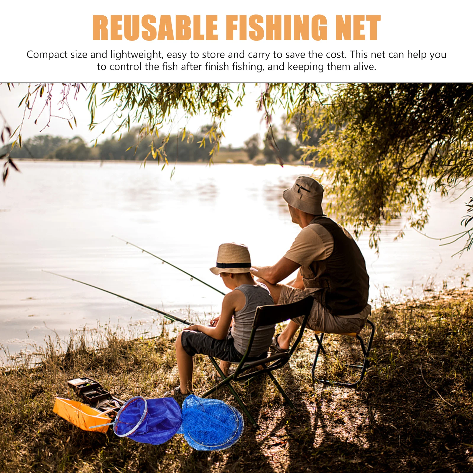 الفولاذ المقاوم للصدأ الأسماك الحرس النايلون الصيد صافي طوي خفيفة الوزن المحمولة قفص شبكي لأدوات تخزين الصيد في الهواء الطلق