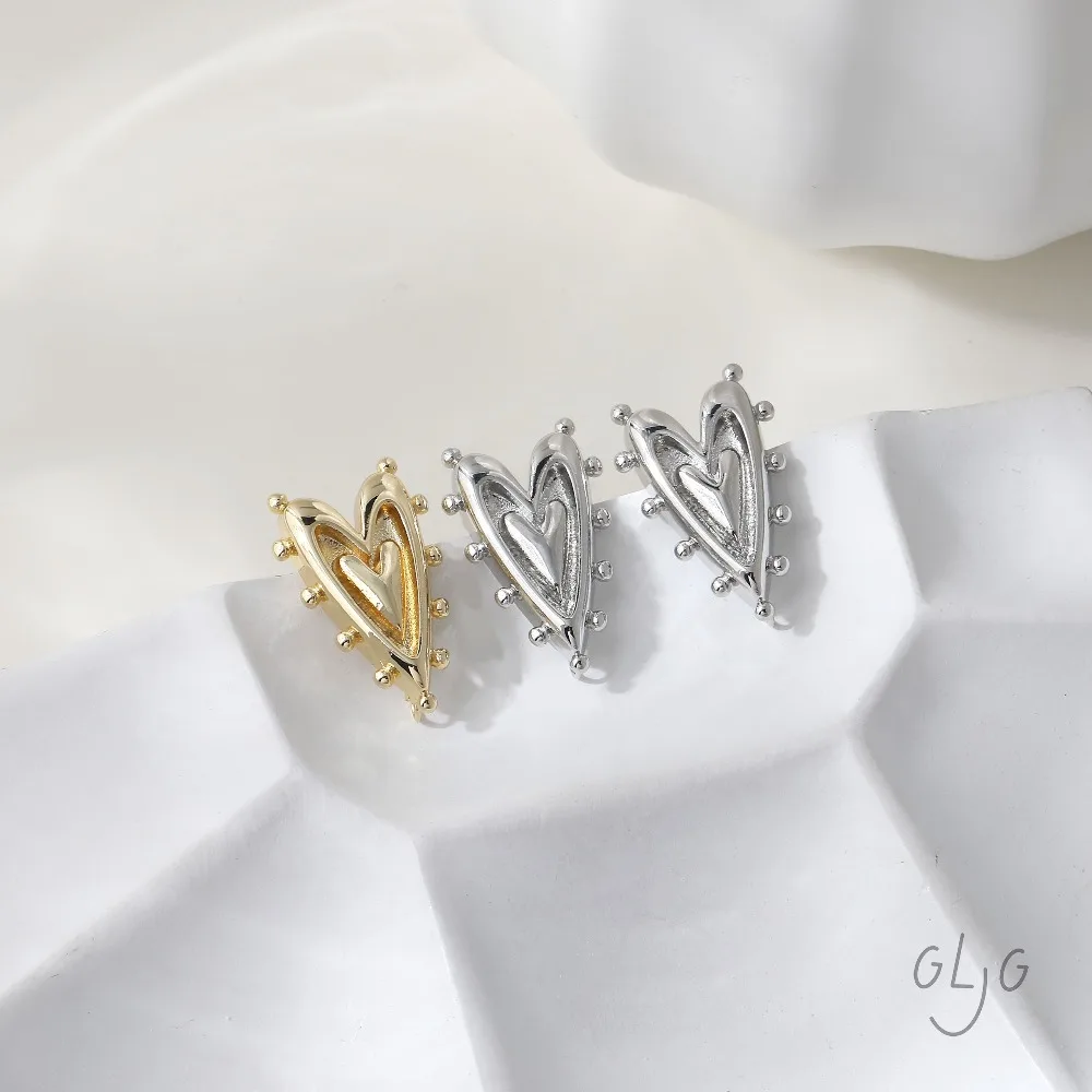 2 قطعة الأذن القلب لذيذ ترصيع لصنع المجوهرات مكونات الأقراط DIY بها بنفسك النحاس 14 كيلو مطلية بالذهب اكسسوارات 25*15 مللي متر