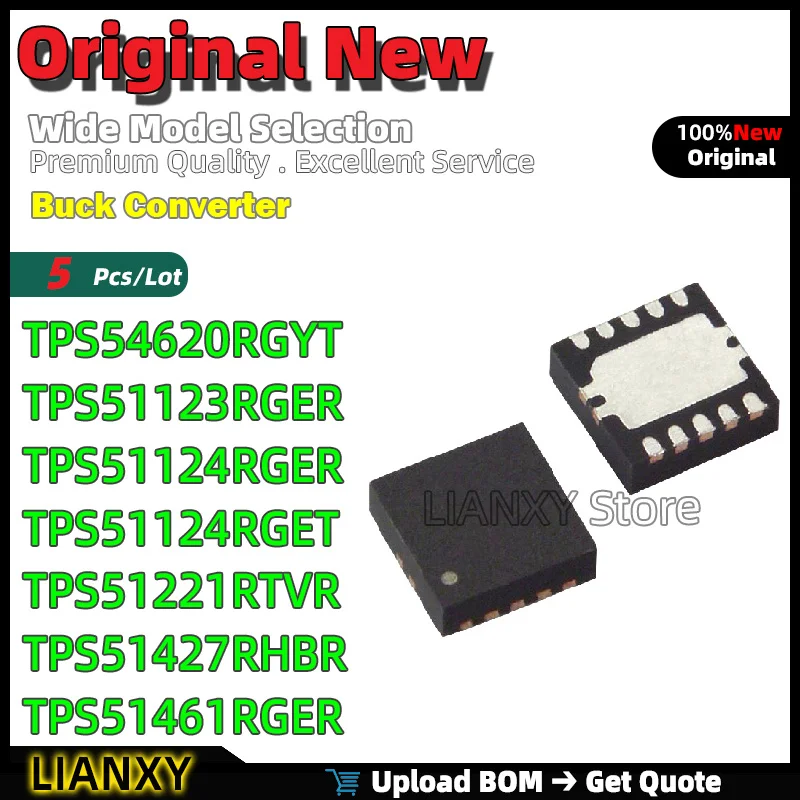 5pcs VQFN-24 TPS54620RGYT TPS51123RGER TPS51124RGER TPS51124RGET TPS51221RTVR TPS51427RHBR TPS51461RGER Buck Converter Brand New