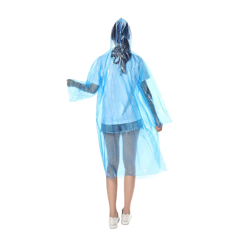 Thickened Adult Disposable Pe New Material One-Piece Poncho Plastic Outdoor Riding Waterproof Raincoat