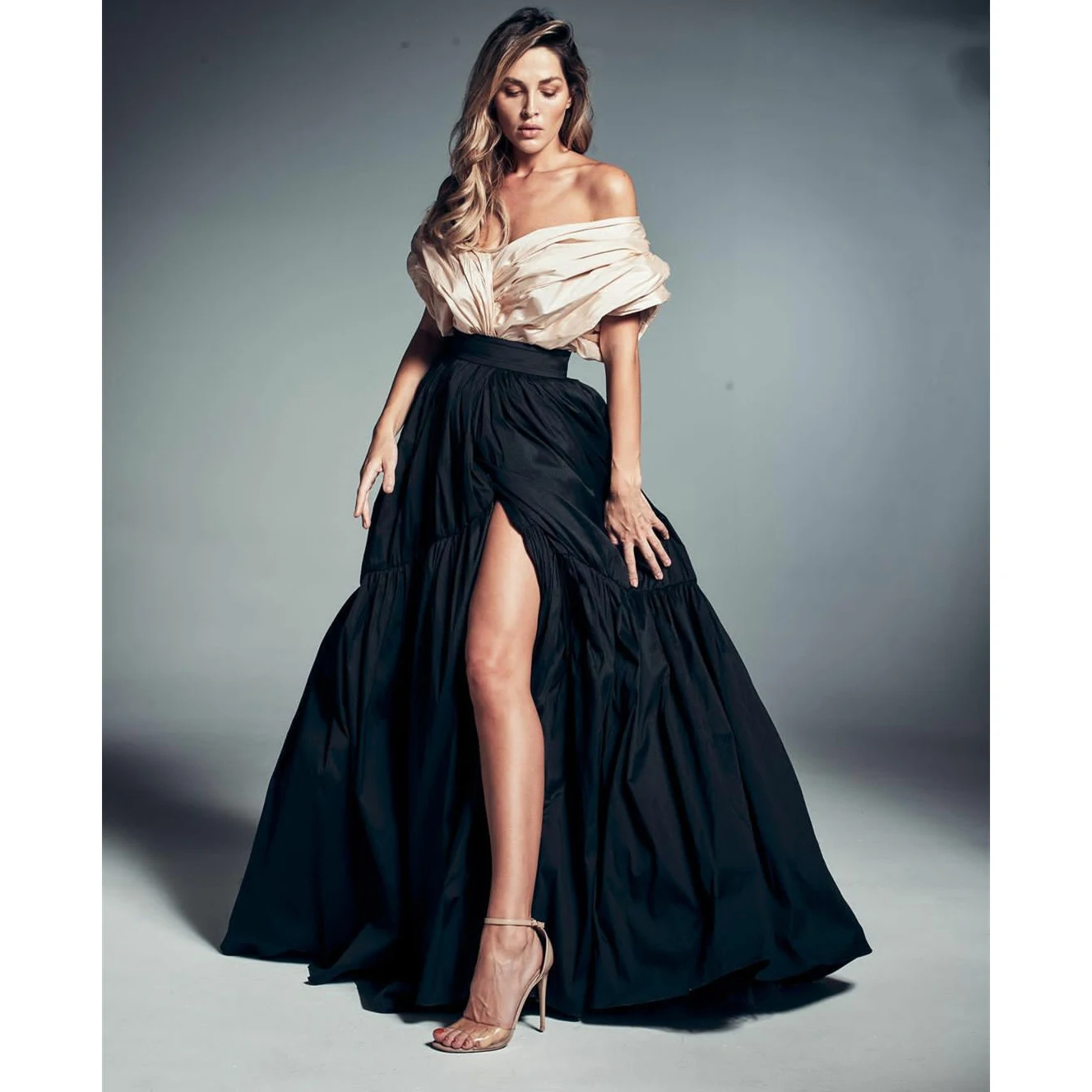 

Prom Dress Luxury for Women 2024 Long Taffeta Off The Shoulder Side Slit Floor Length White Black Formal Occasion Robes De Bal