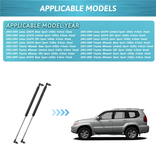 Imagen 2 del producto 2 unids/set para Toyota 4RUNNER LEXUS GX470 2003 2004 2005 2006 2007 2008 2009 capó delantero soporte de elevación amortiguador de refuerzo de Gas