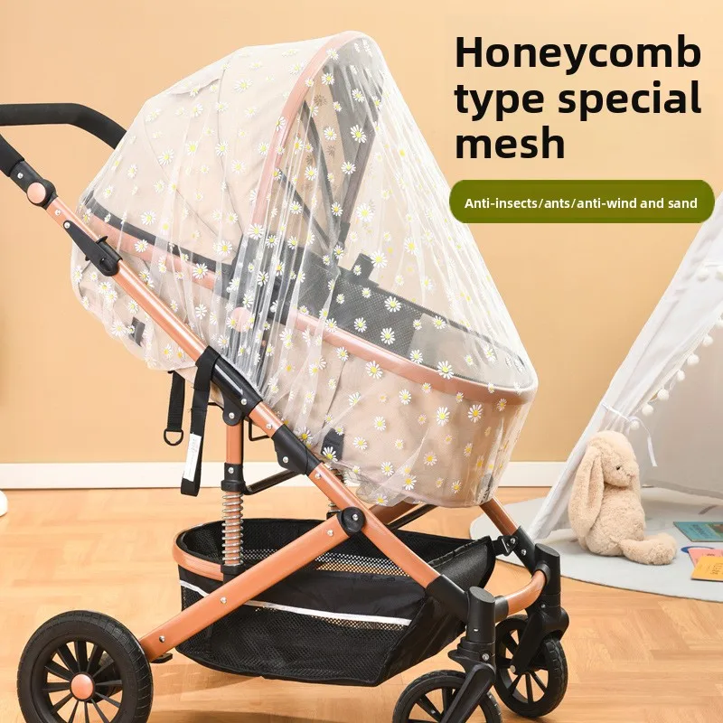 Stroller mosquito net full cover printed stroller enlarged encryption baby umbrella cart