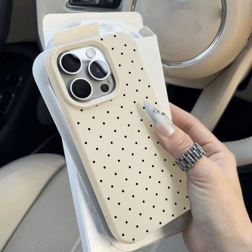 INS Polka Dot Phone Case For iPhone 13 Case iPhone 15 16 14 11 12 17 Pro Max 17 Air Candy Color Lichee Pattern Silicone Cover - náhled 2