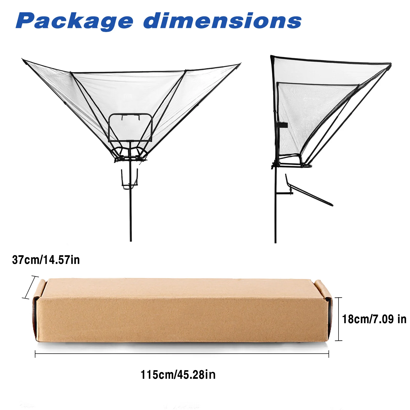 180° Rotating Chute Basketball Rebounder Returner 5-Minute Quick Install Adjustable Clamp Fits 18" Rim Training Net for Court In