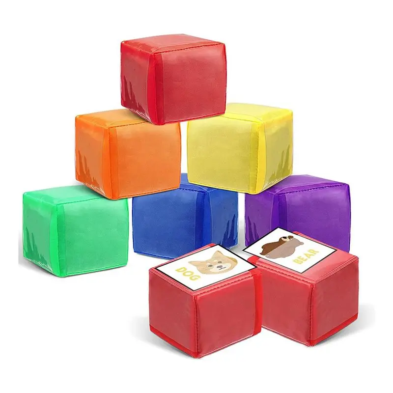 AT16 6PCS DIY Educational Game Dice Learning Dice Set with 6 Sides Clear Pocket Photo Pocket