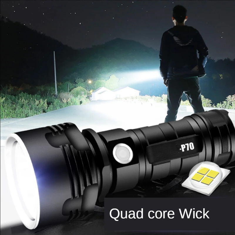 Powerful L2/P70 LED Flashlight Tactical Long Range Flashlight USB Rechargeable Flashlight Waterproof Torch