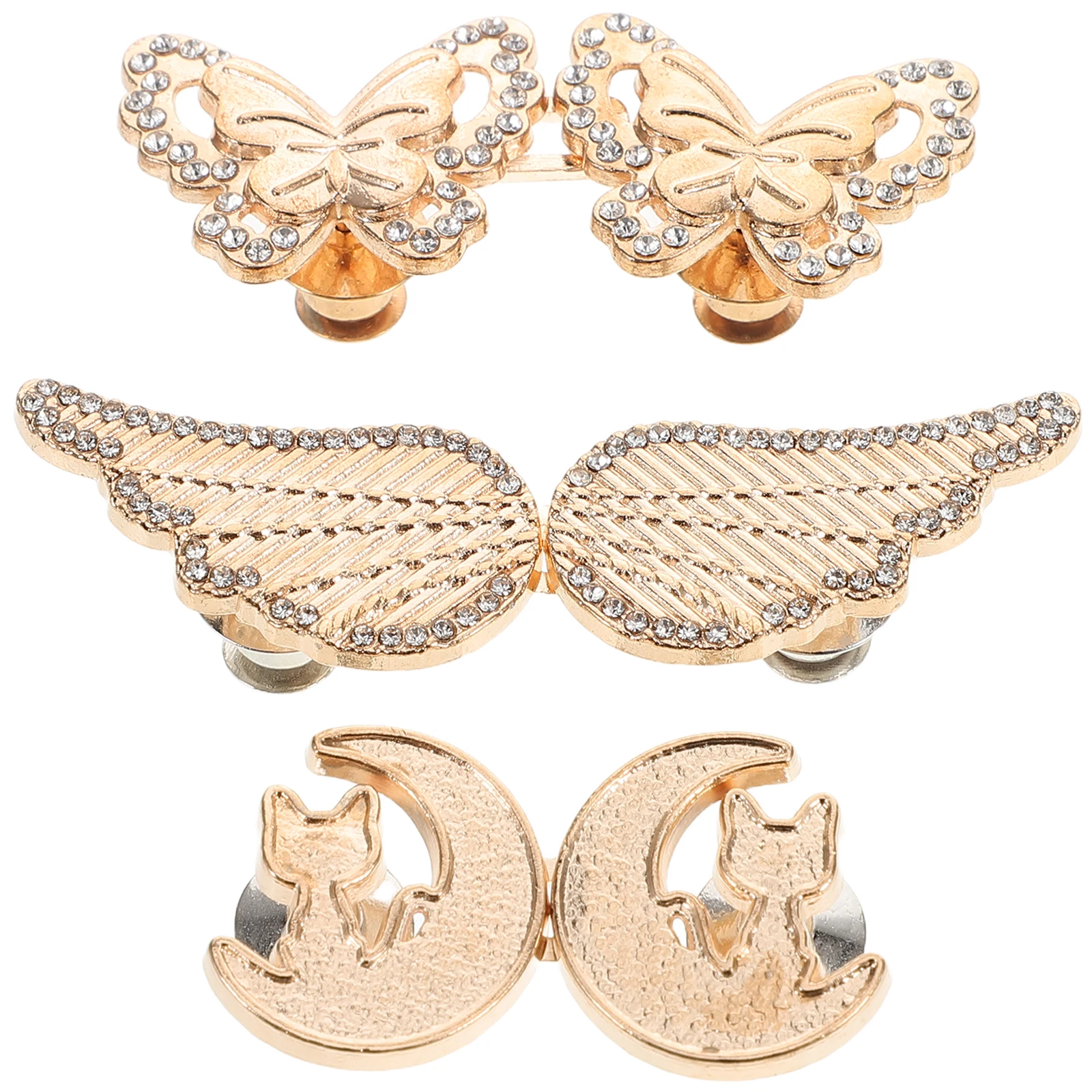 

3Pcs Pant Waist Tightener Butterfly Button No Sew Metal Waist Adjuster Clips for Jeans Skirts Adjustable Waistband