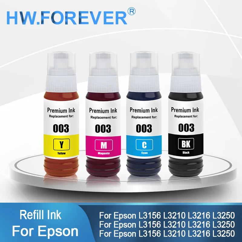 

003 Dye Ink Refill Premium Compatible Inks For Epson L1110 L1210 L3110 L3100 L3150 L3210 L3250 L5190 Printer Inks Refill Inks