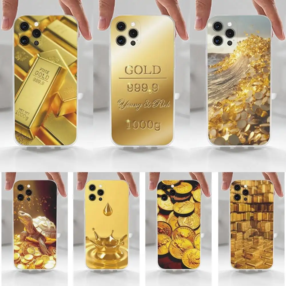 

Money Gold Art Case For iPhone X,XS,SE,12,15,Pro,17,Plus,11,Max,13,XR,14,16,Mini,Transparent Soft Cover