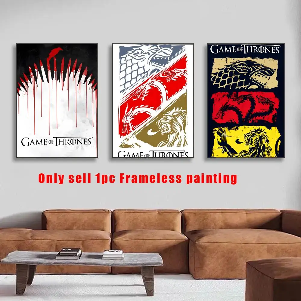 Game Of Thrones Poster HD Self-Adhesive Wall Decals For Living Room & Bedroom Home Decor Gift