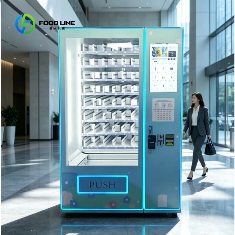 Custom Commercial Smart Beauty Supply Vending Machine AI Touchscreen Self‑service Dispenser for Shampoo Cosmetic Retail Business