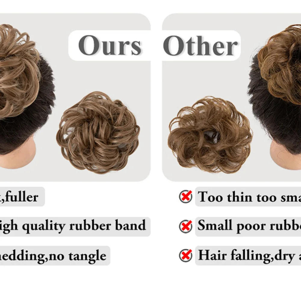 Synthetic Wavy Curly Chignon Hair Scrunchie Messy Bun Hairpiece Natural Looking Updo Extensions For Women Daily Hair Accessories